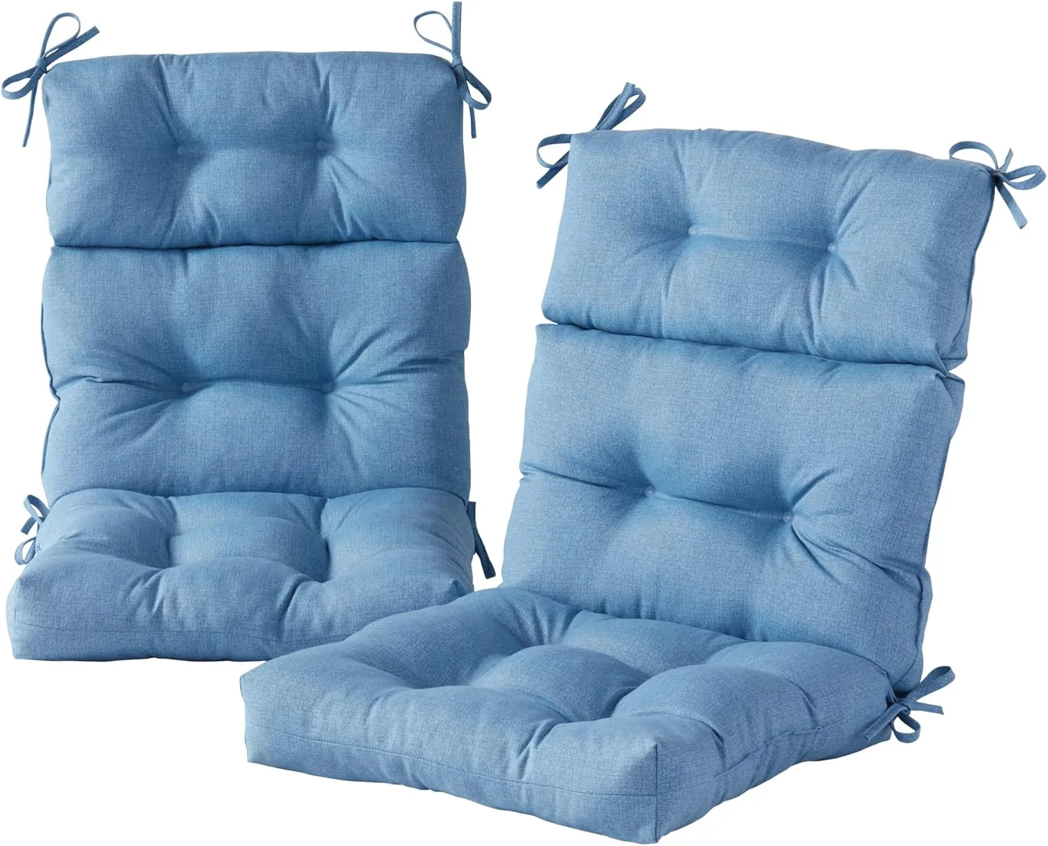 Greendale Home Fashions Outdoor 44 x 22-inch High Back Chair Cushion, Set of 2, Blue Heather 2 Count