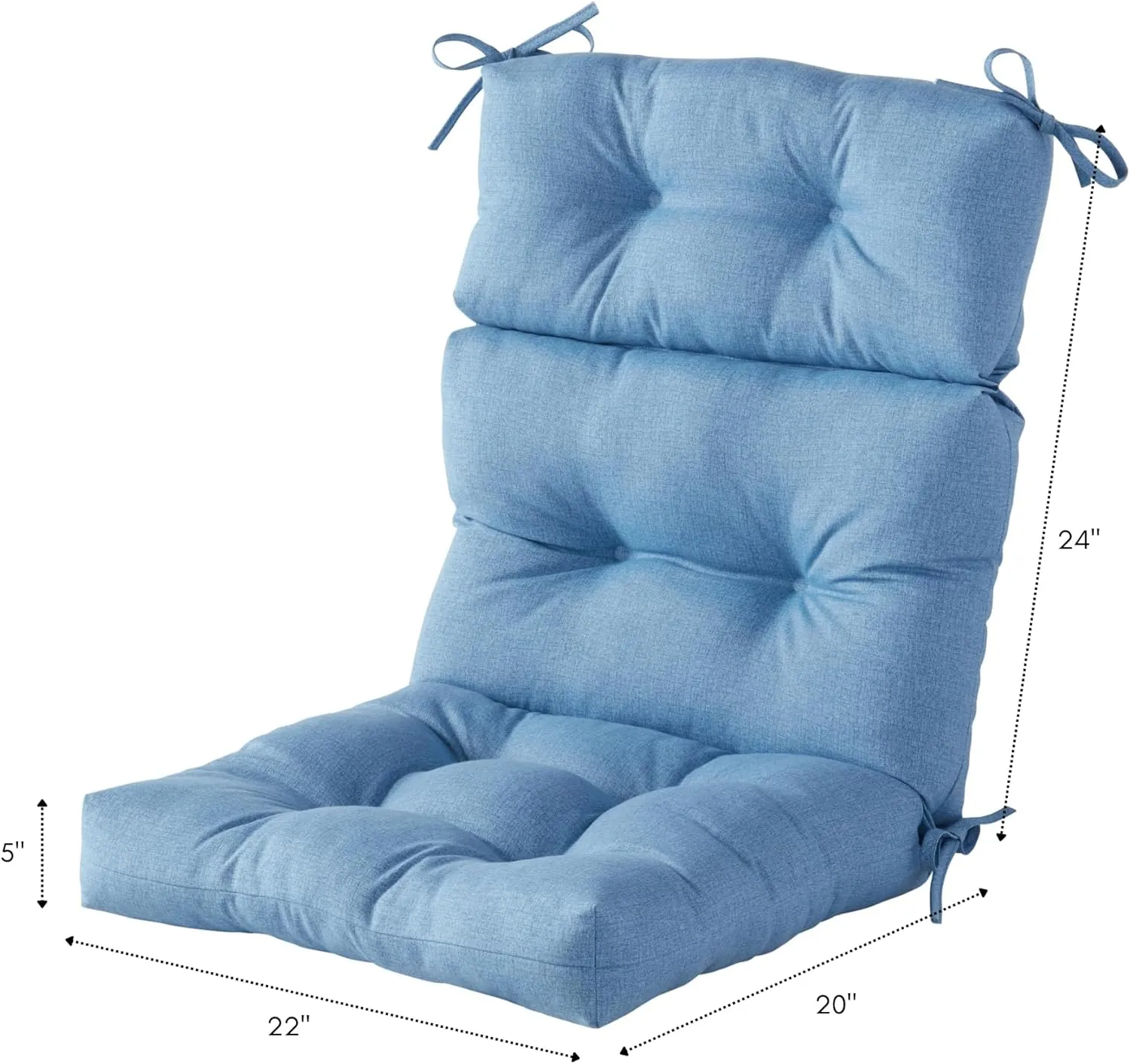 Greendale Home Fashions Outdoor 44 x 22-inch High Back Chair Cushion, Set of 2, Blue Heather 2 Count