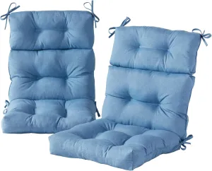 Greendale Home Fashions Outdoor 44 x 22-inch High Back Chair Cushion, Set of 2, Blue Heather 2 Count