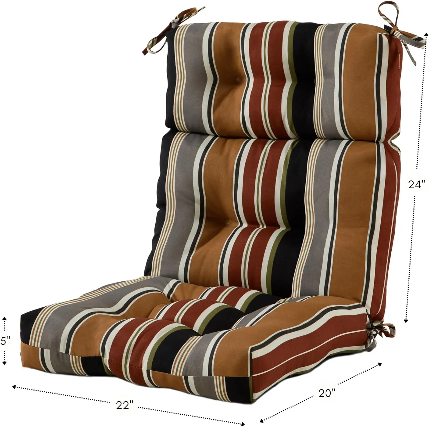 Greendale Home Fashions Outdoor 44 x 22-inch High Back Chair Cushion, Set of 2, Espresso Stripe 2 Count