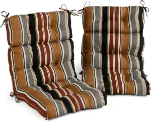 Greendale Home Fashions Outdoor 44 x 22-inch High Back Chair Cushion, Set of 2, Espresso Stripe 2 Count