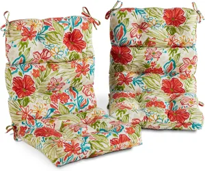Greendale Home Fashions Outdoor 44 x 22-inch High Back Chair Cushion, Set of 2, Garden Floral 2 Count