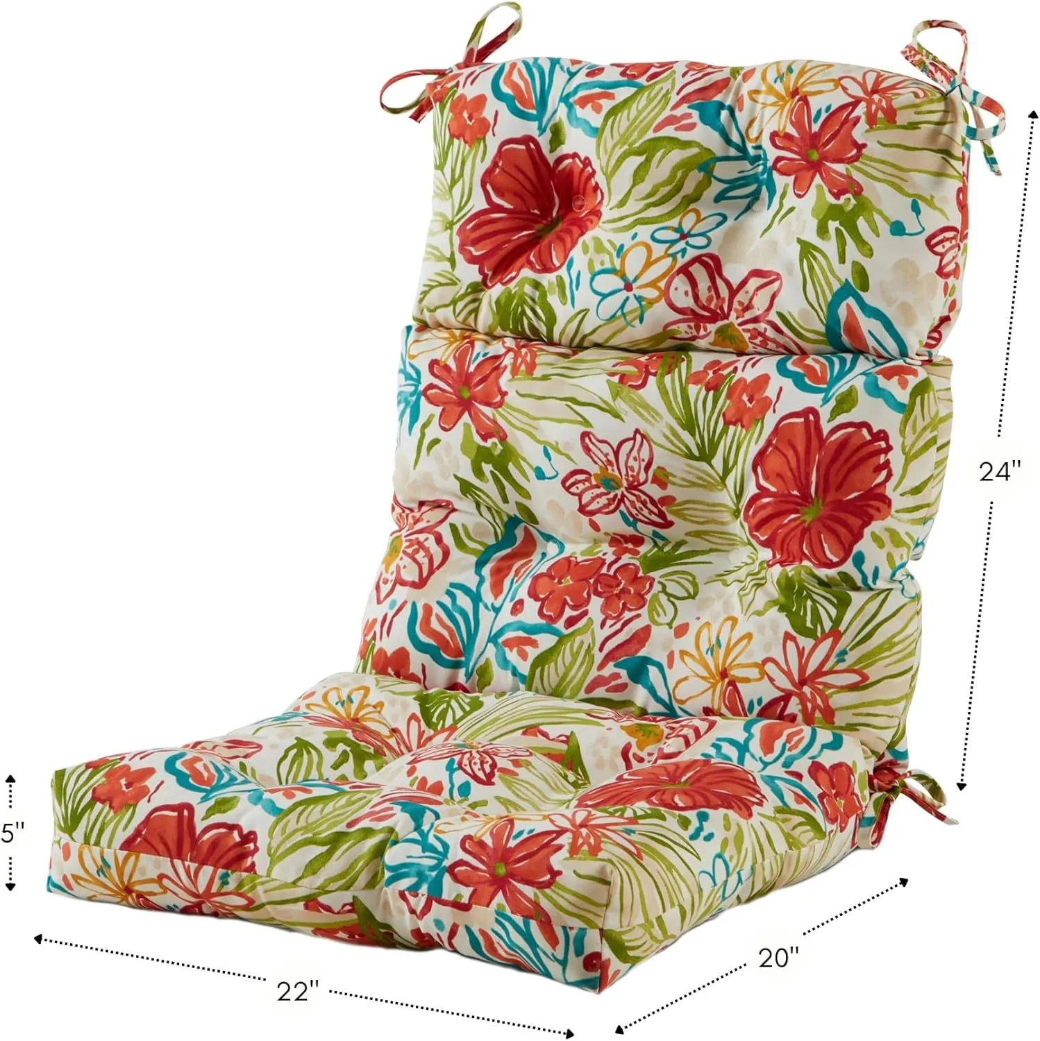 Greendale Home Fashions Outdoor 44 x 22-inch High Back Chair Cushion, Set of 2, Garden Floral 2 Count