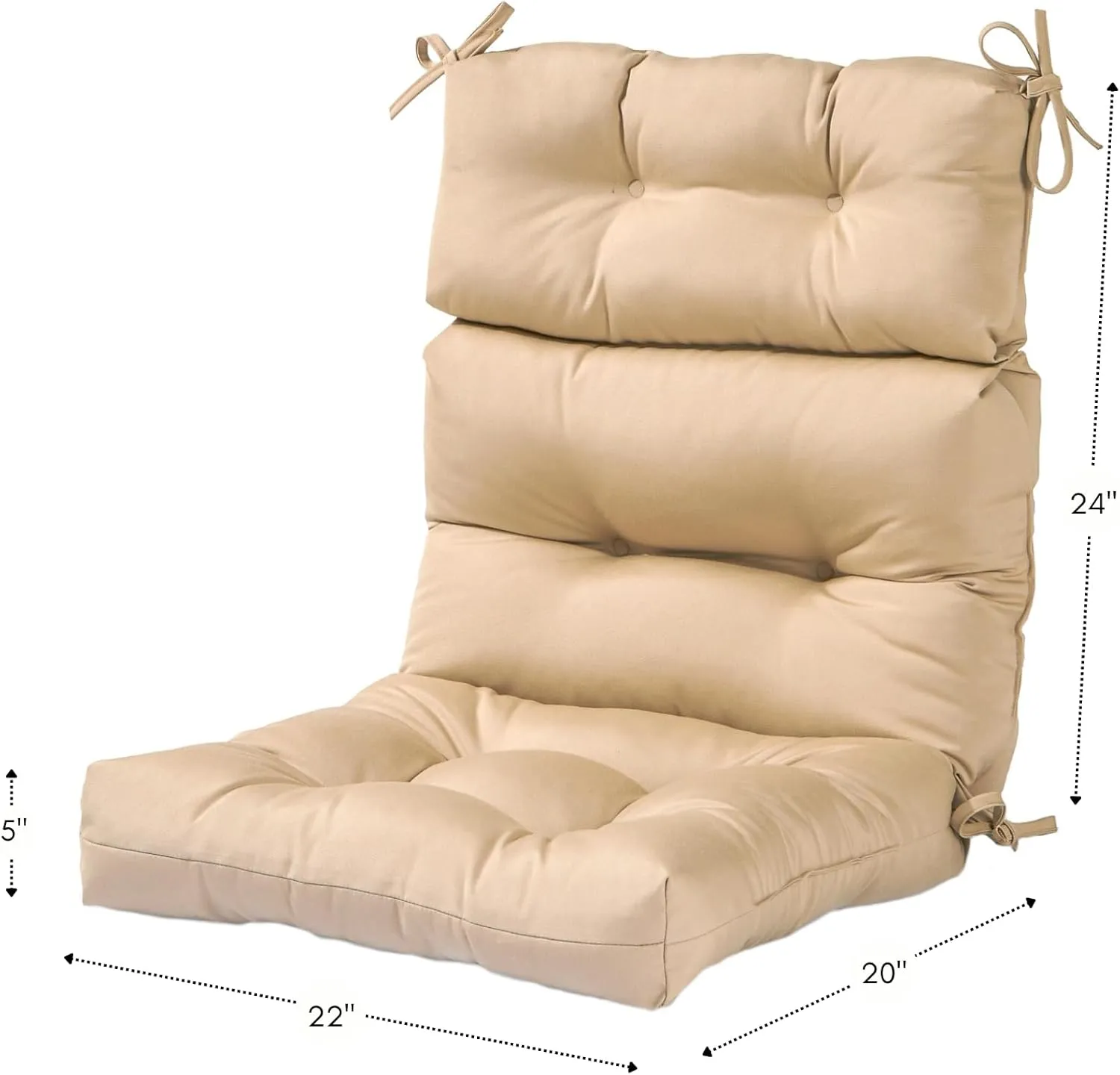 Greendale Home Fashions Outdoor 44 x 22-inch High Back Chair Cushion, Set of 2, Sanddollar 2 Count