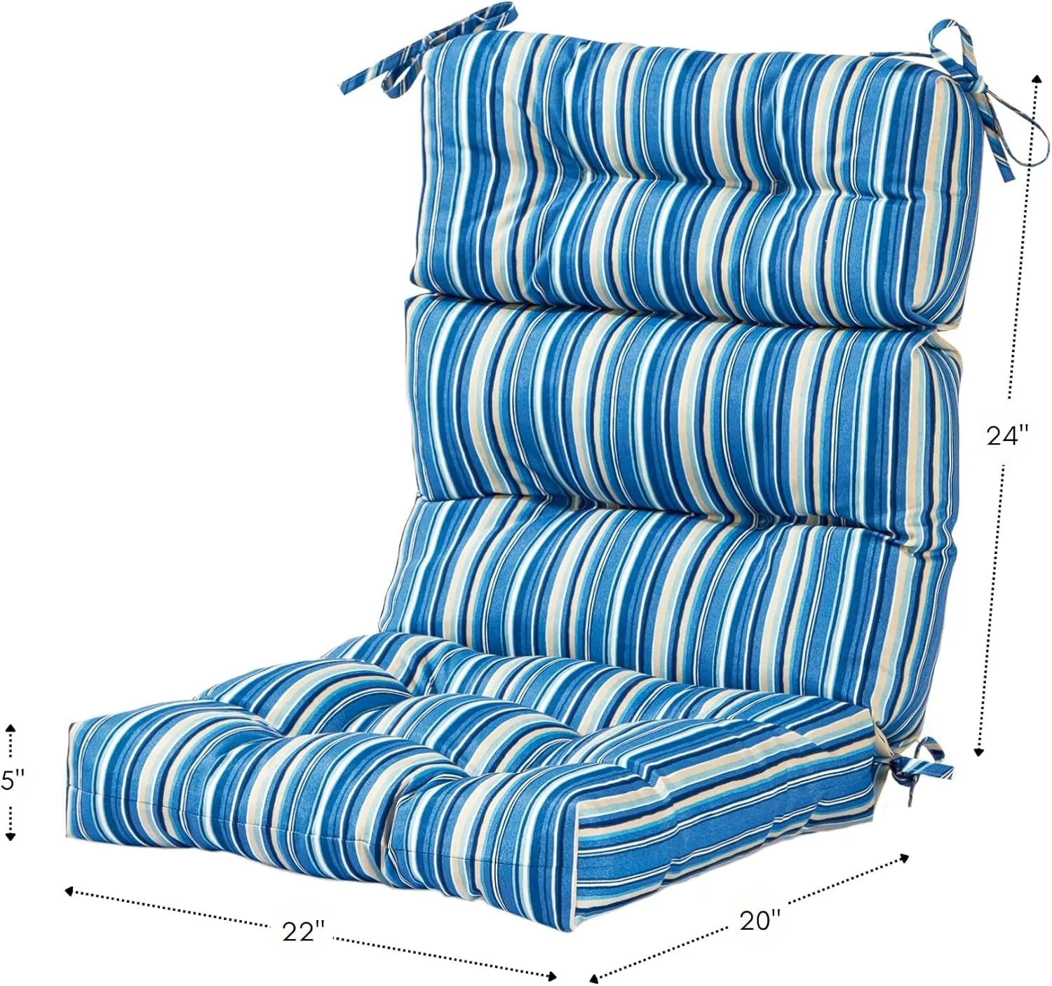Greendale Home Fashions Outdoor 44 x 22-inch High Back Chair Cushion, Set of 2, Steel Blue Stripe 2 Count