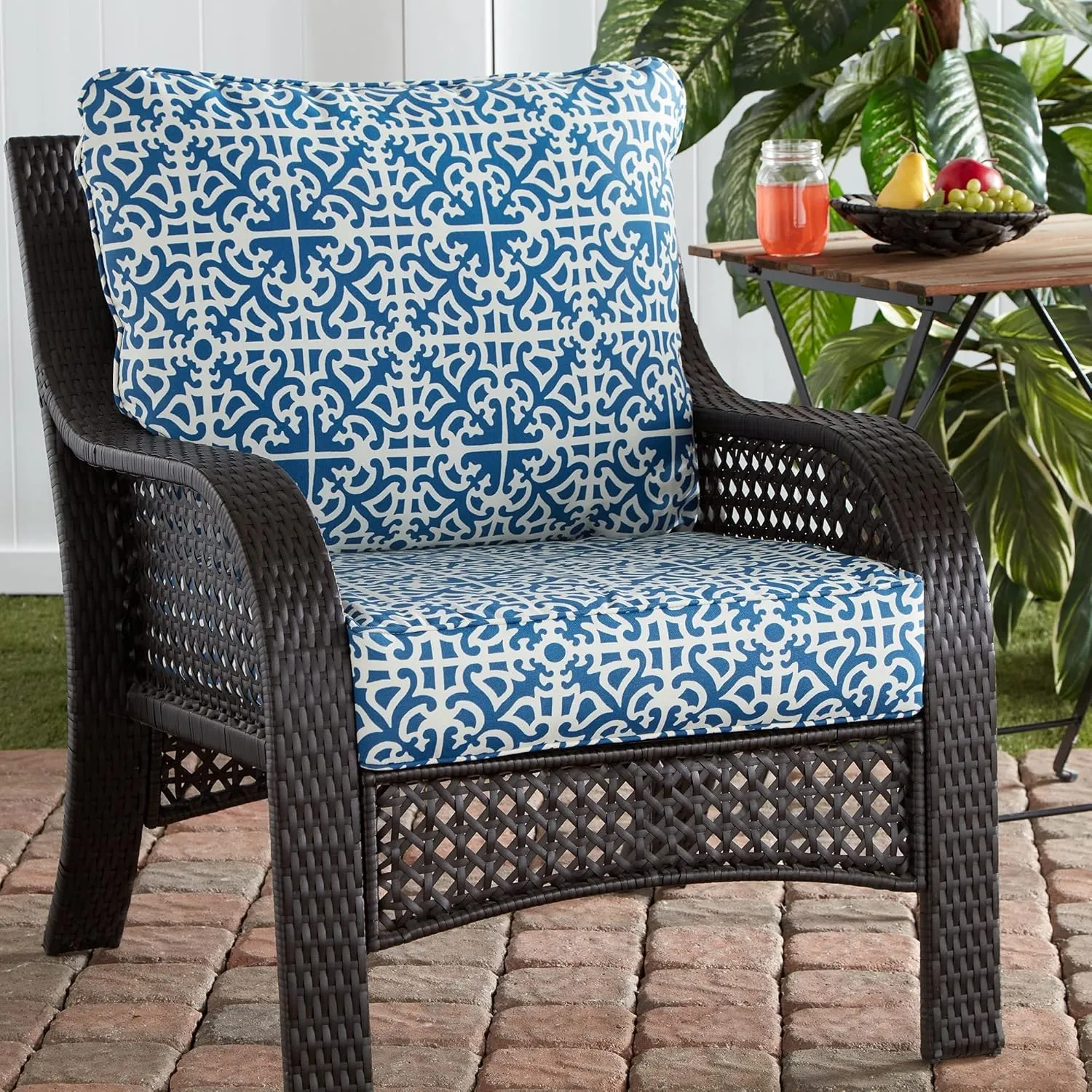 Greendale Home Fashions Outdoor Deep Seat Cushion, 2-Piece Set, Azure