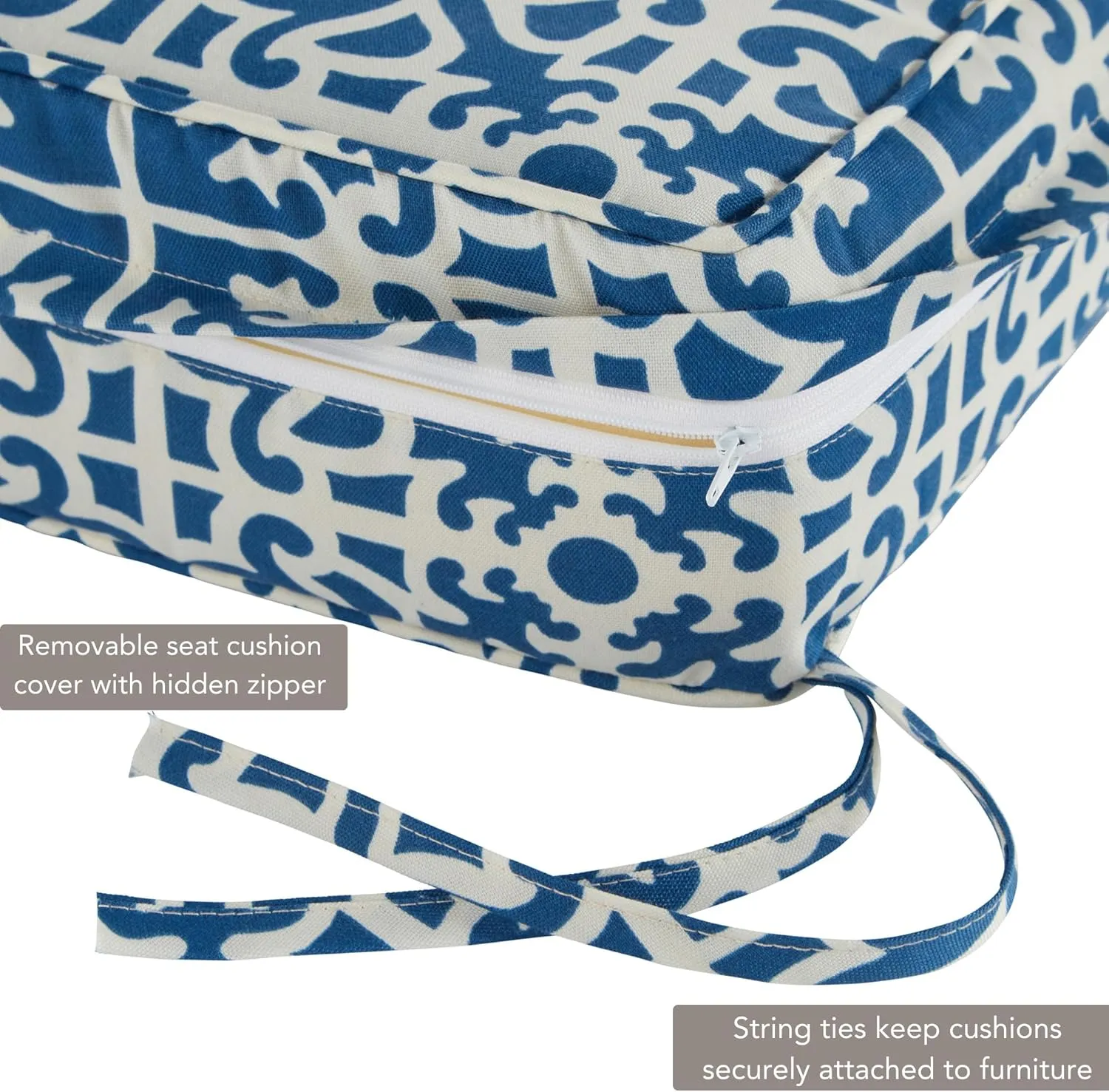 Greendale Home Fashions Outdoor Deep Seat Cushion, 2-Piece Set, Azure