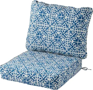 Greendale Home Fashions Outdoor Deep Seat Cushion, 2-Piece Set, Azure
