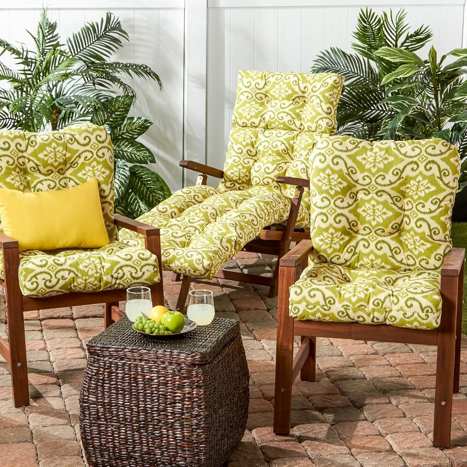 Greendale Home Fashions Outdoor Seat/Back Chair Cushion, 1 Count (Pack of 1), Avocado