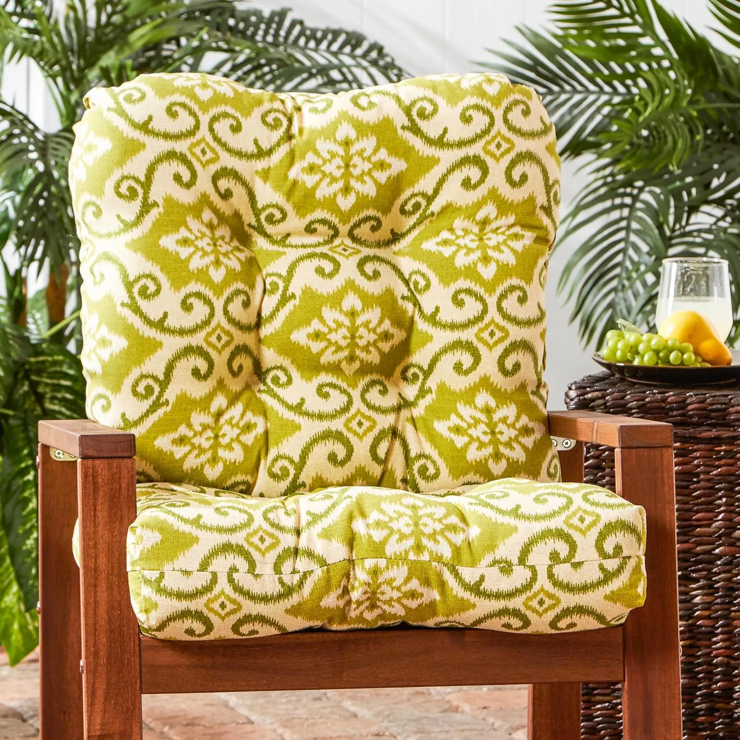 Greendale Home Fashions Outdoor Seat/Back Chair Cushion, 1 Count (Pack of 1), Avocado