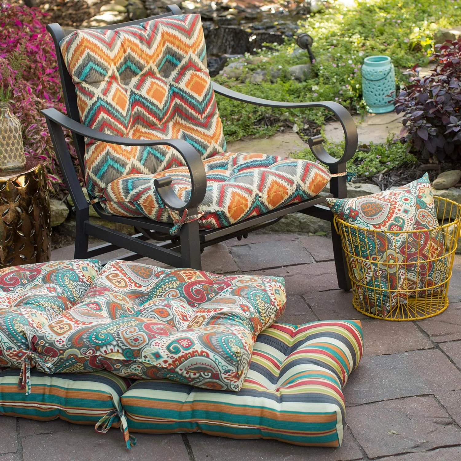 Greendale Home Fashions Outdoor Seat/Back Chair Cushion, 1 Count (Pack of 1), Aztec