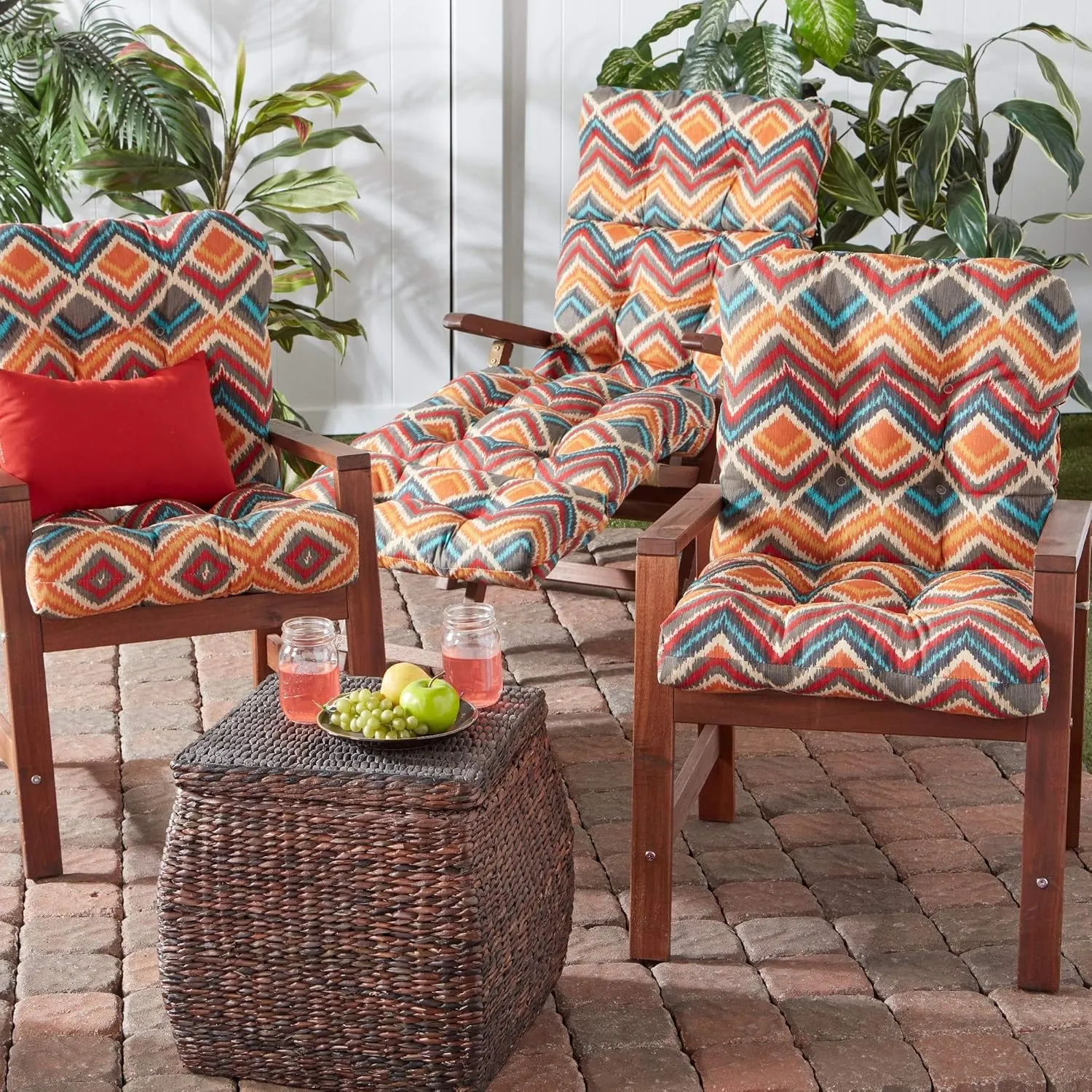 Greendale Home Fashions Outdoor Seat/Back Chair Cushion, 1 Count (Pack of 1), Aztec