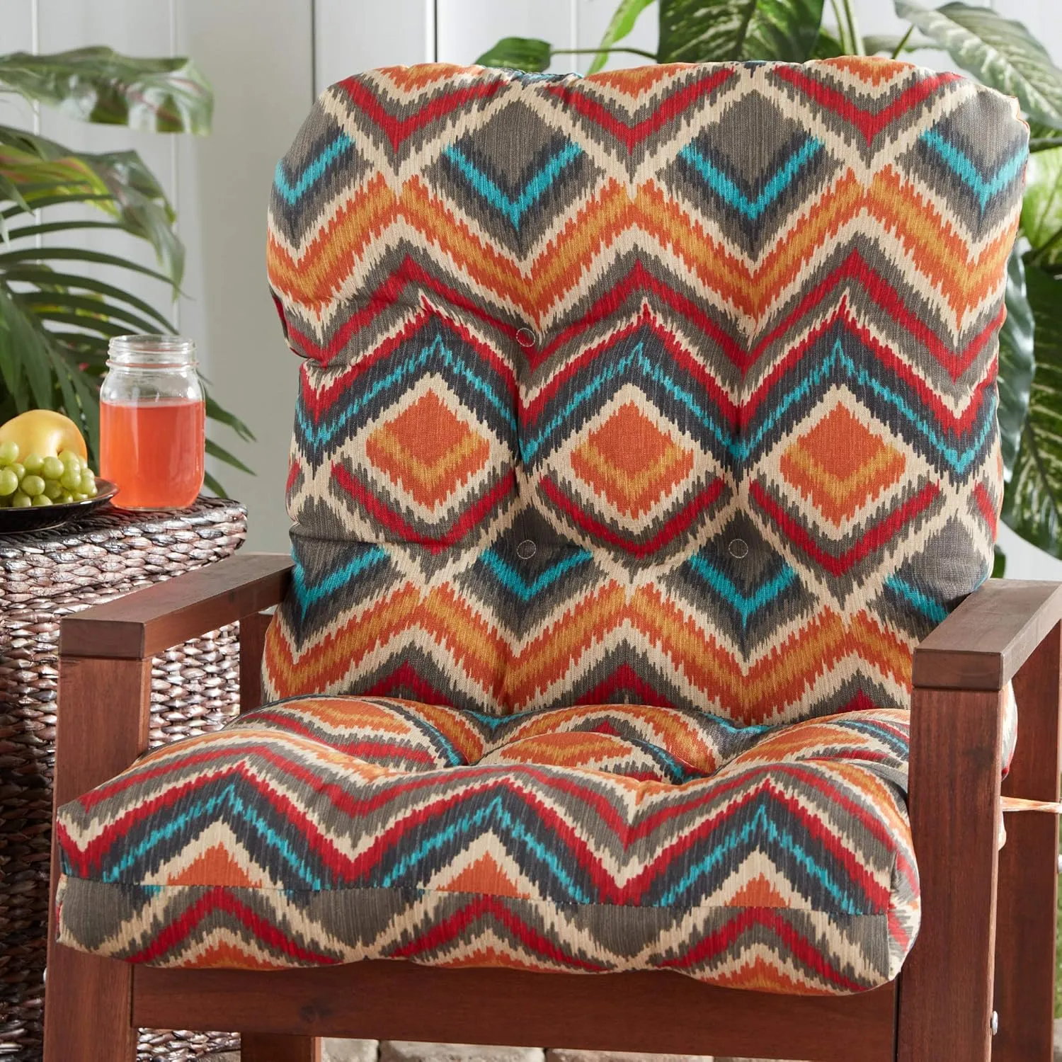 Greendale Home Fashions Outdoor Seat/Back Chair Cushion, 1 Count (Pack of 1), Aztec