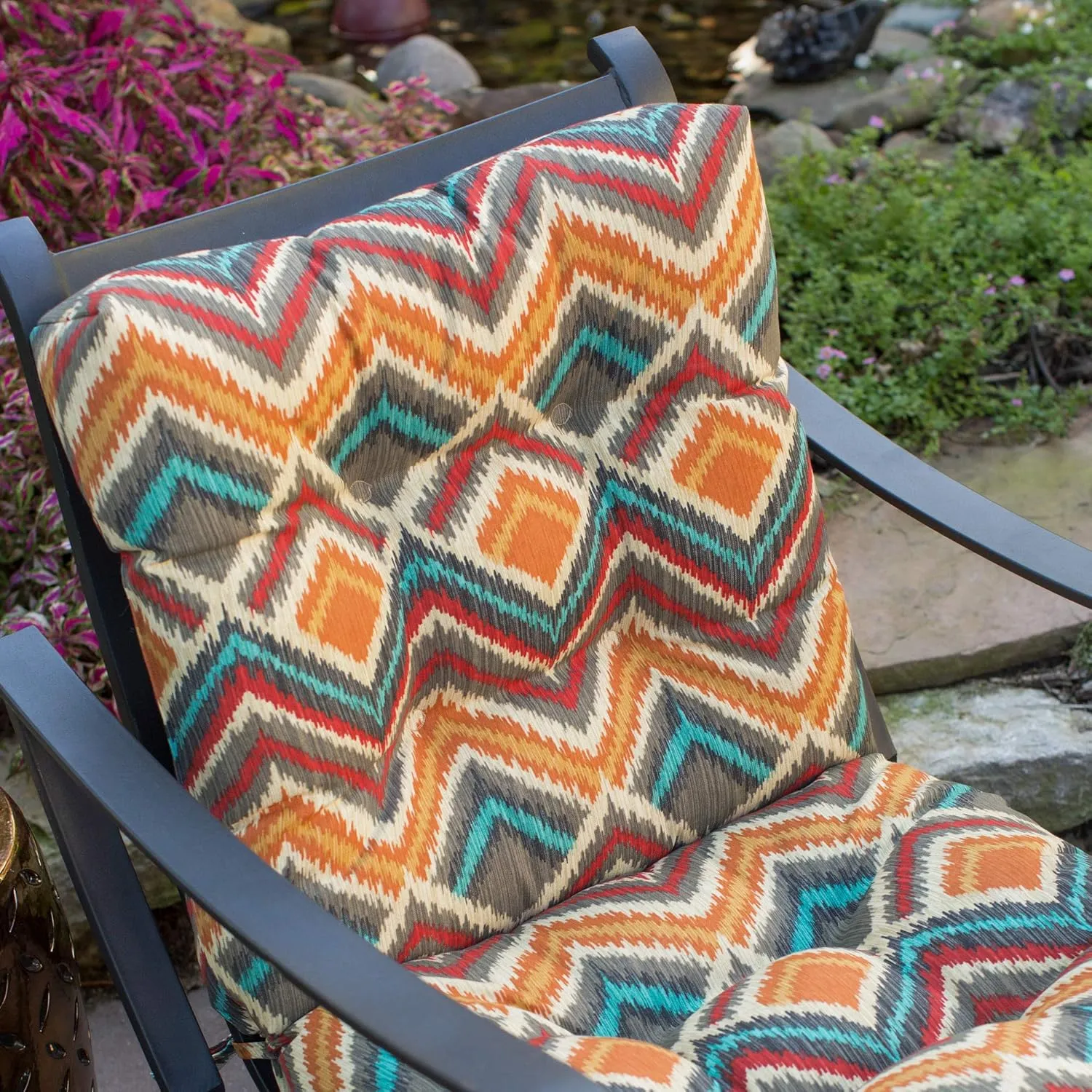 Greendale Home Fashions Outdoor Seat/Back Chair Cushion, 1 Count (Pack of 1), Aztec