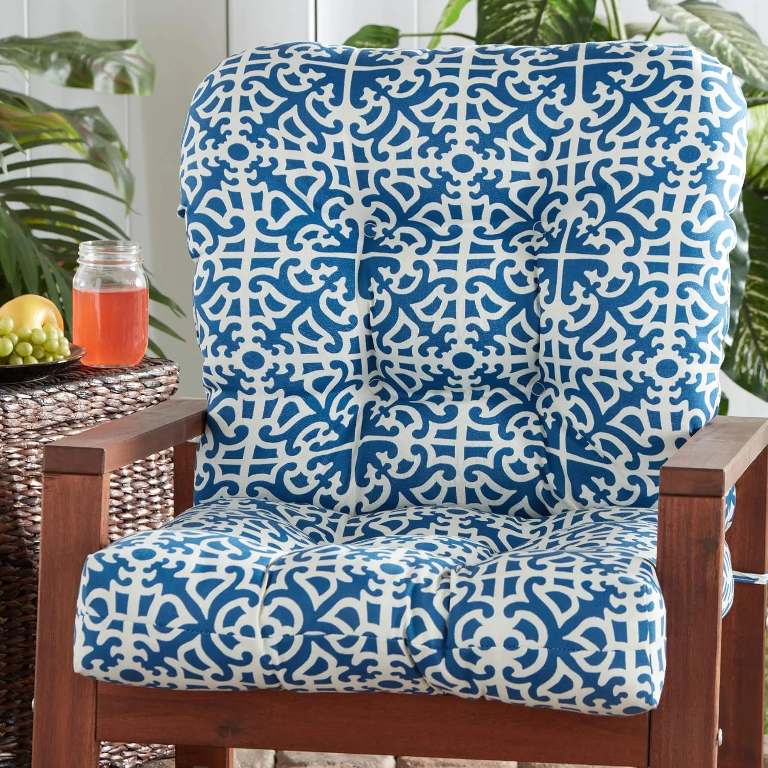 Greendale Home Fashions Outdoor Seat/Back Chair Cushion, 1 Count (Pack of 1), Azure