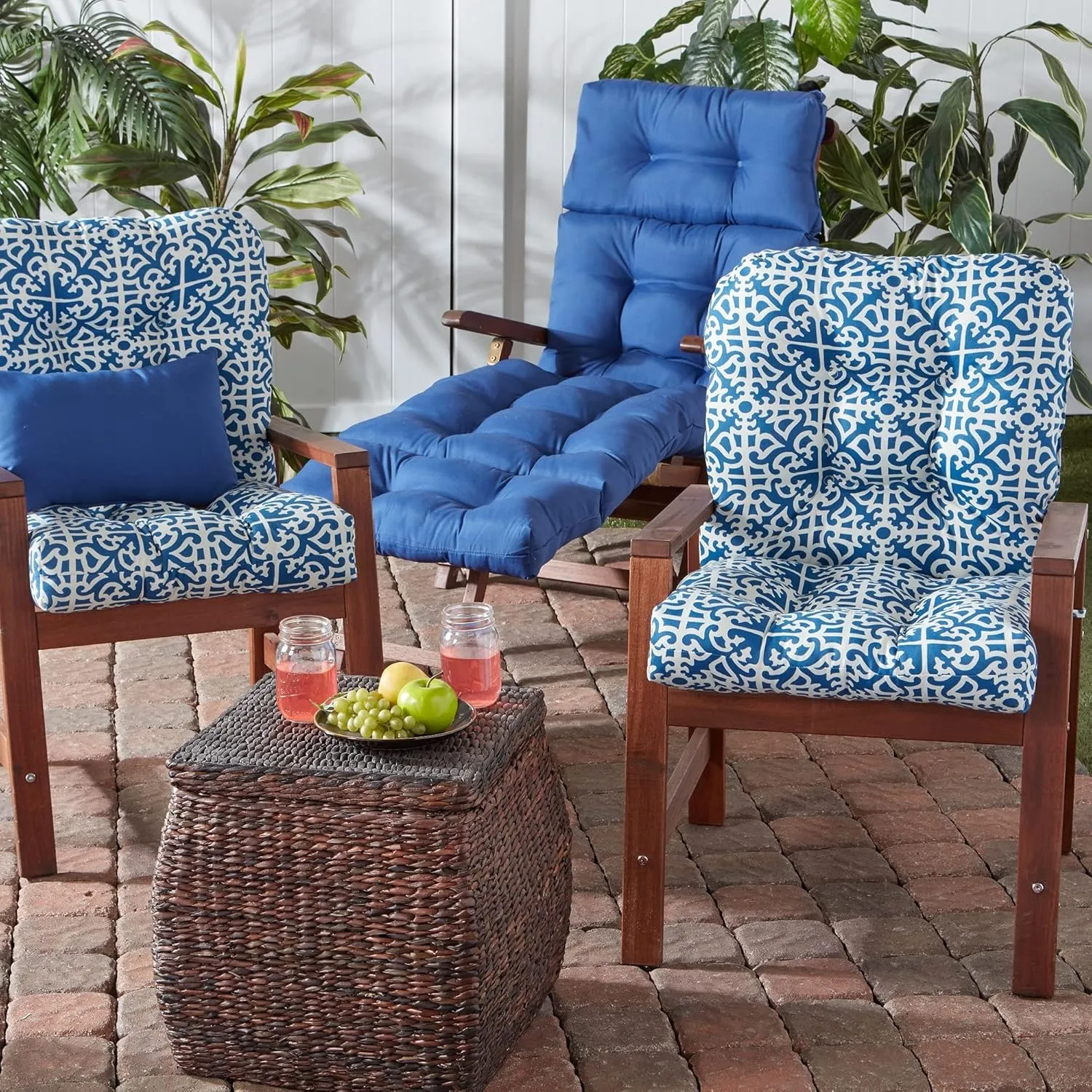 Greendale Home Fashions Outdoor Seat/Back Chair Cushion, 1 Count (Pack of 1), Azure