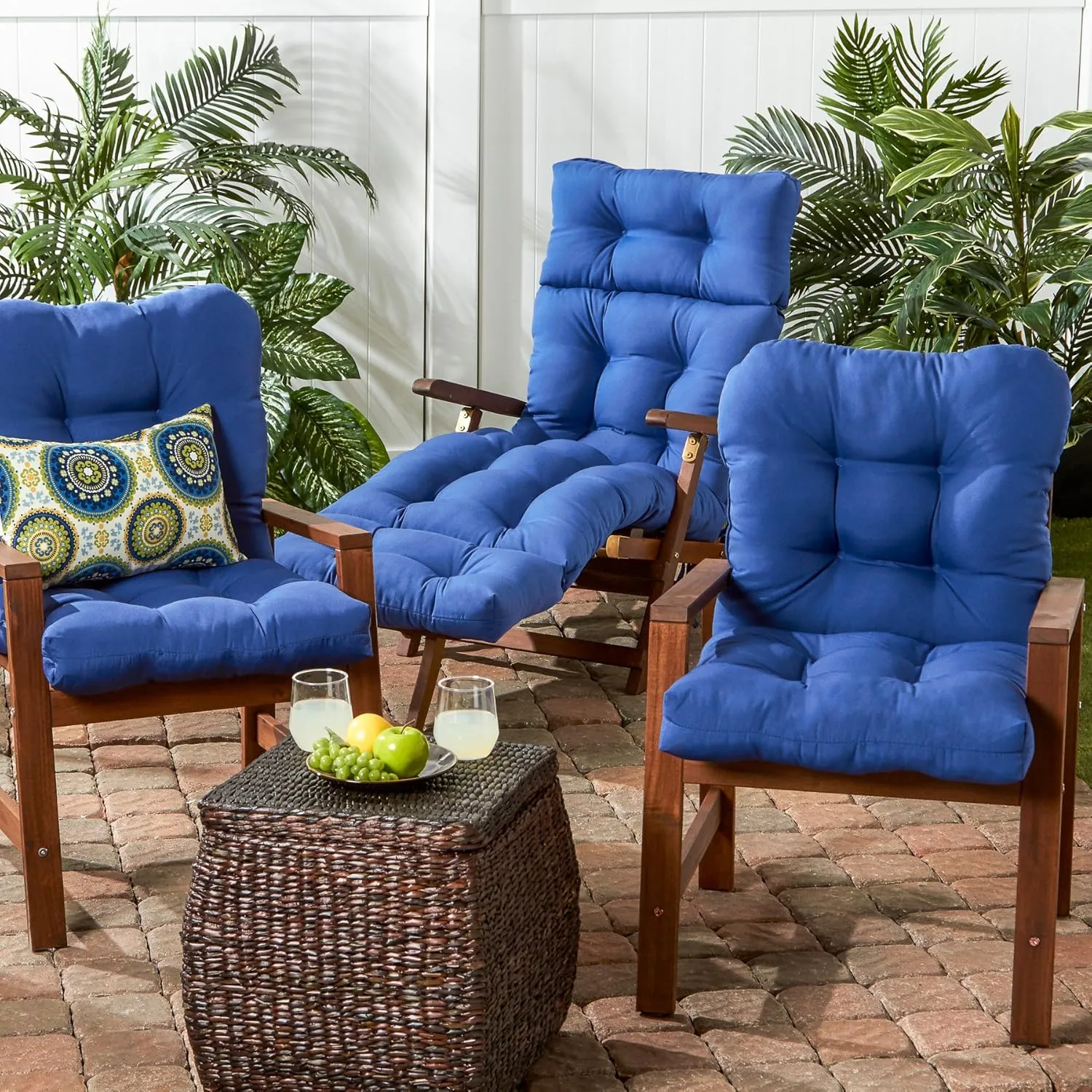 Greendale Home Fashions Outdoor Seat/Back Chair Cushion, 1 Count (Pack of 1), Blue