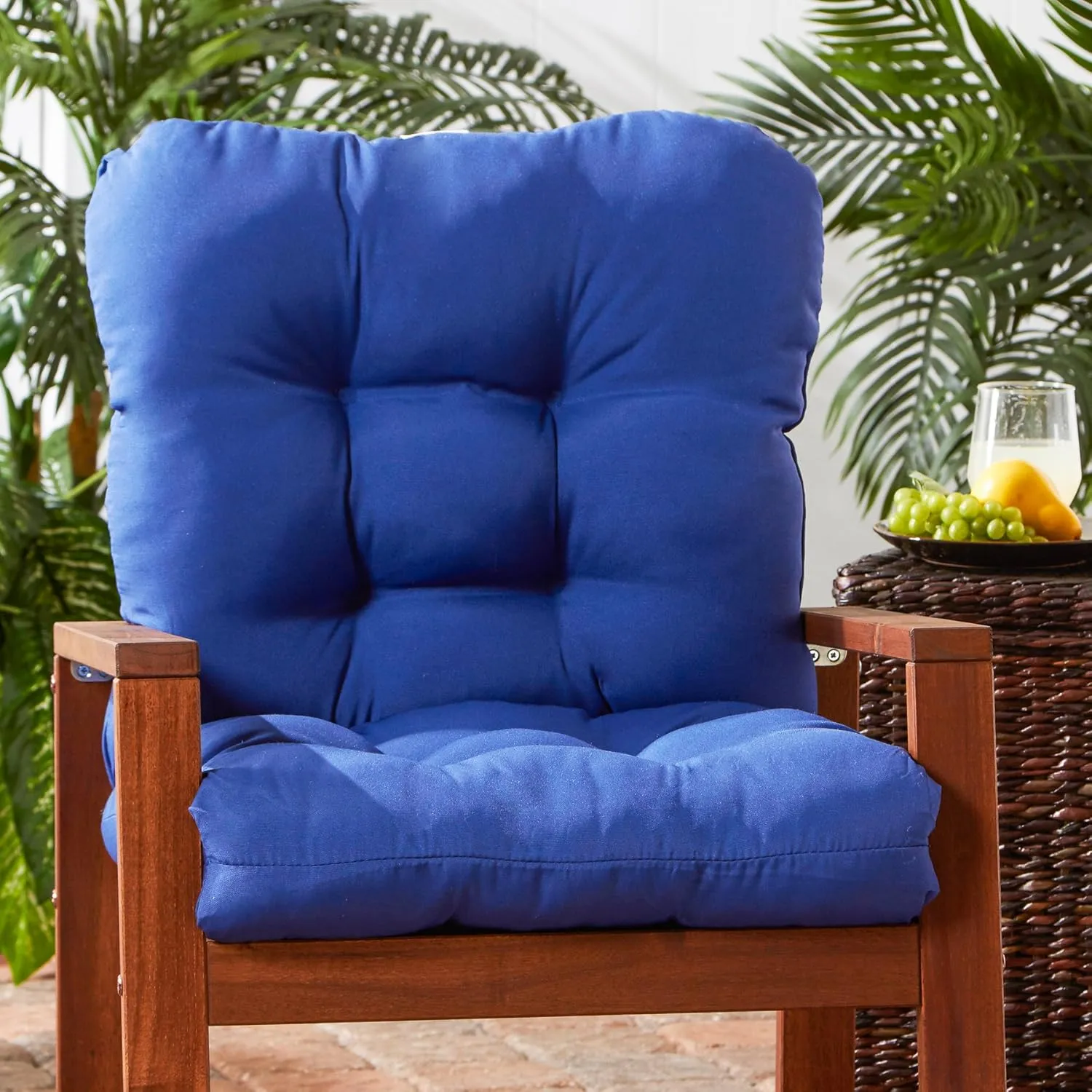 Greendale Home Fashions Outdoor Seat/Back Chair Cushion, 1 Count (Pack of 1), Blue