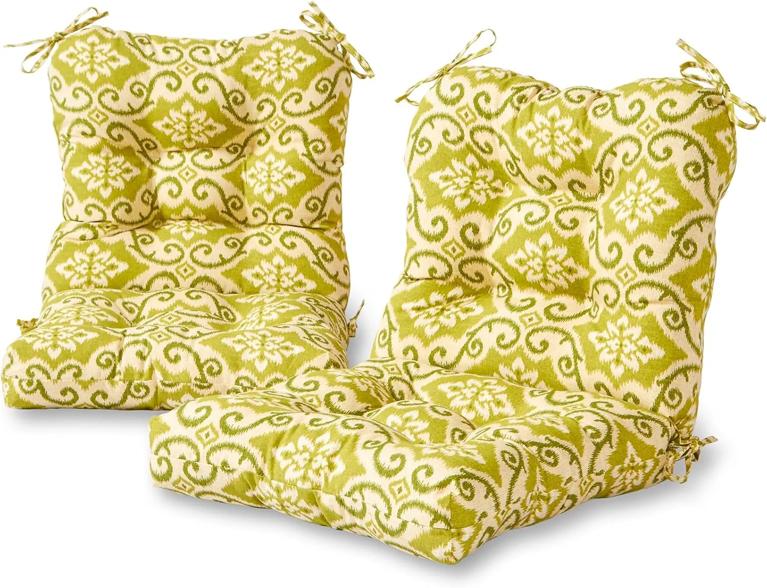 Greendale Home Fashions Outdoor Seat/Back Chair Cushion, 2 Count (Pack of 1), Avocado