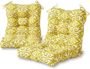 Greendale Home Fashions Outdoor Seat/Back Chair Cushion, 2 Count (Pack of 1), Avocado