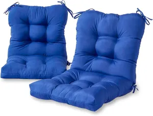 Greendale Home Fashions Outdoor Seat/Back Chair Cushion, 2 Count (Pack of 1), Blue