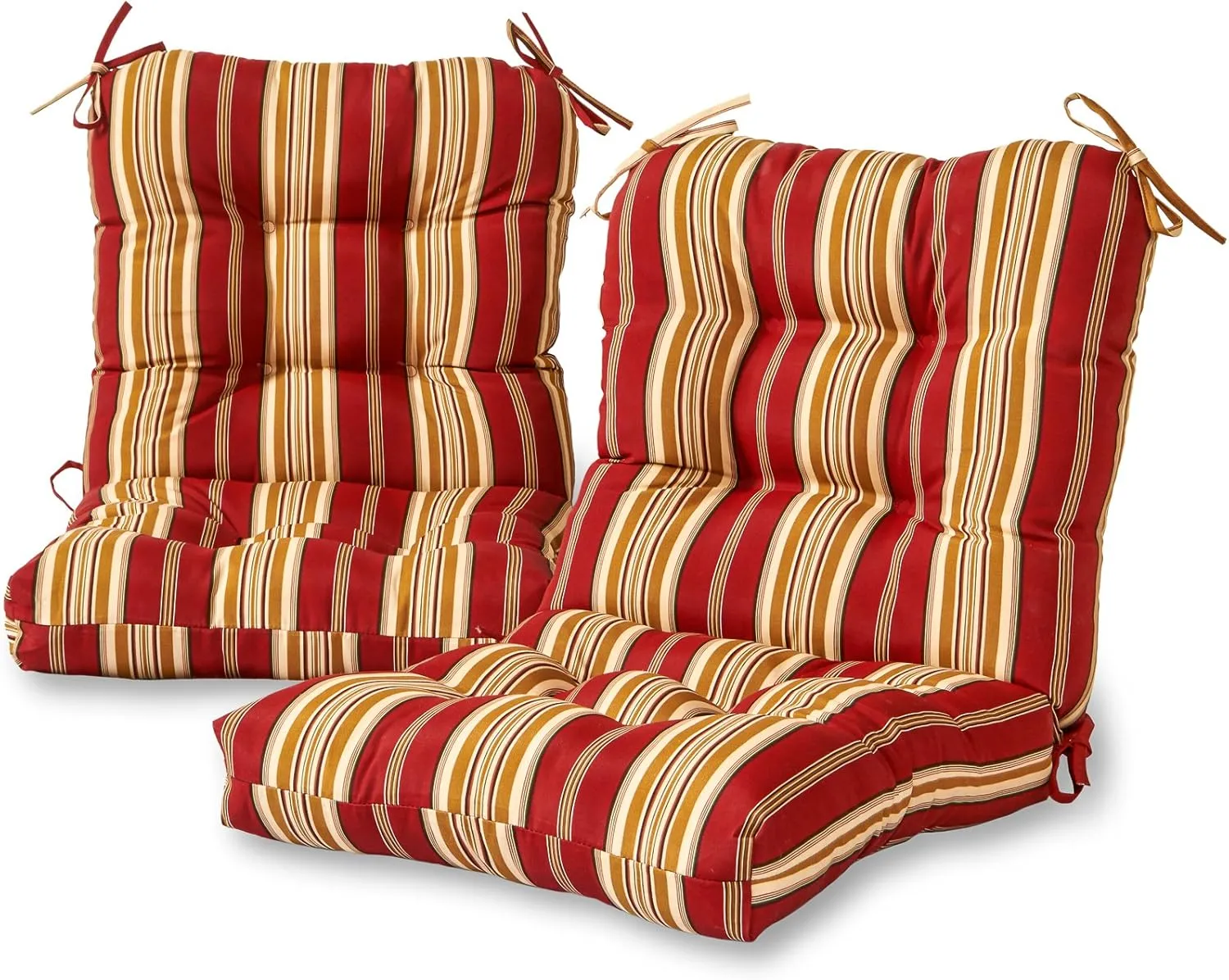 Greendale Home Fashions Outdoor Seat/Back Chair Cushion, 2 Count (Pack of 1), Tuscan Stripe