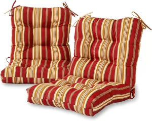 Greendale Home Fashions Outdoor Seat/Back Chair Cushion, 2 Count (Pack of 1), Tuscan Stripe