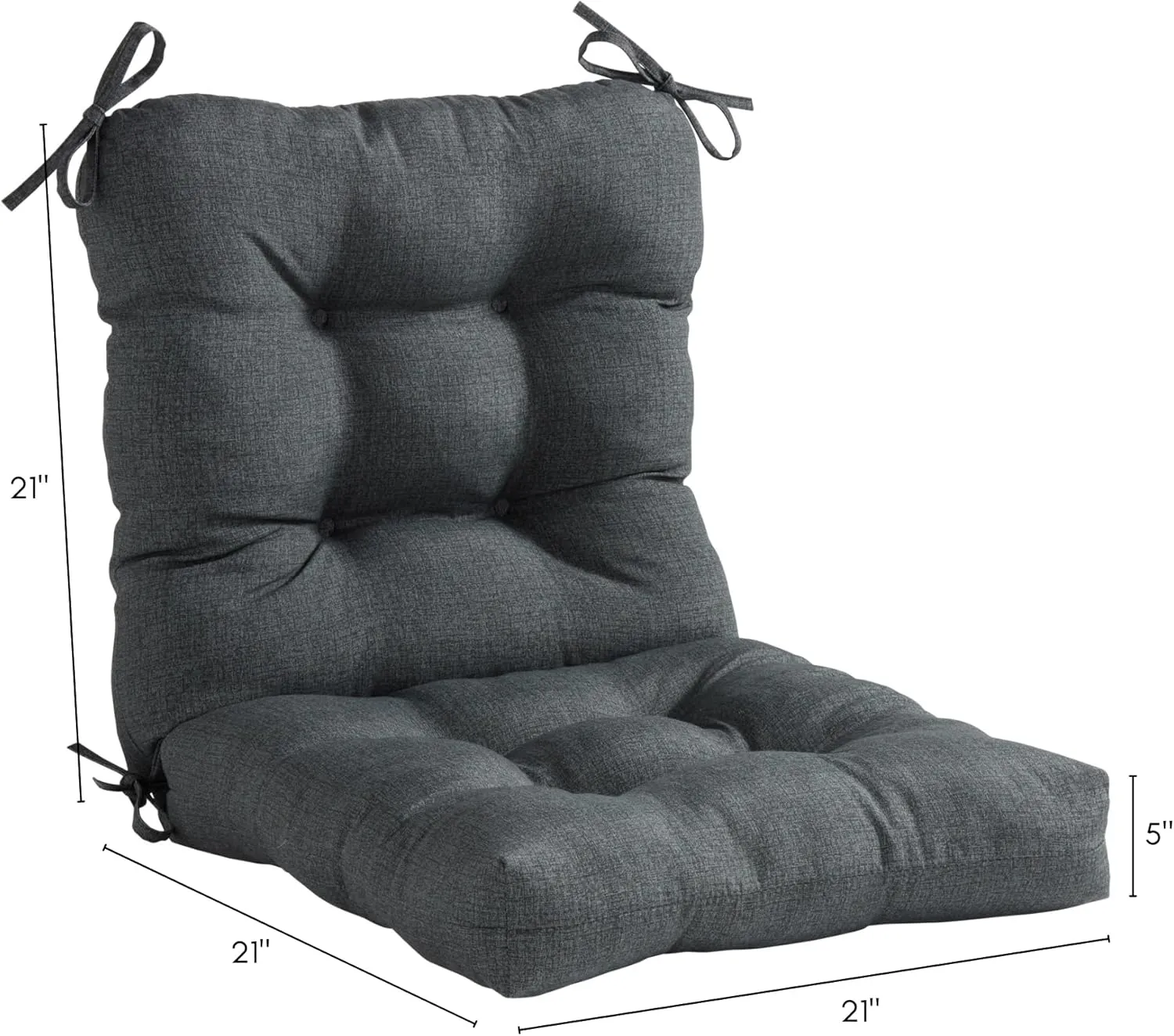 Greendale Home Fashions Outdoor Seat/Back Chair Cushion, Set of 1, Graphite