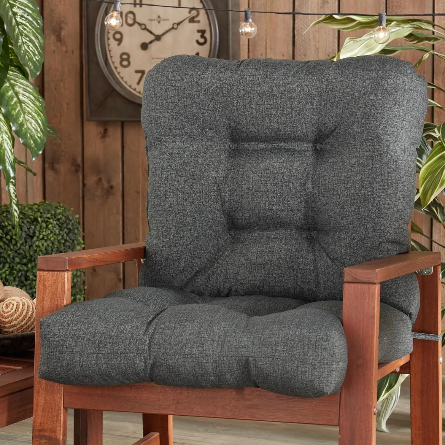 Greendale Home Fashions Outdoor Seat/Back Chair Cushion, Set of 1, Graphite