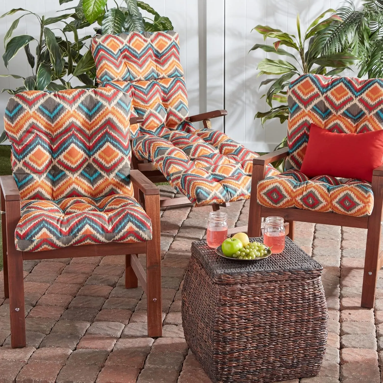 Greendale Home Fashions Outdoor Seat/Back Chair Cushion, Set of 2, Aztec 2 Count
