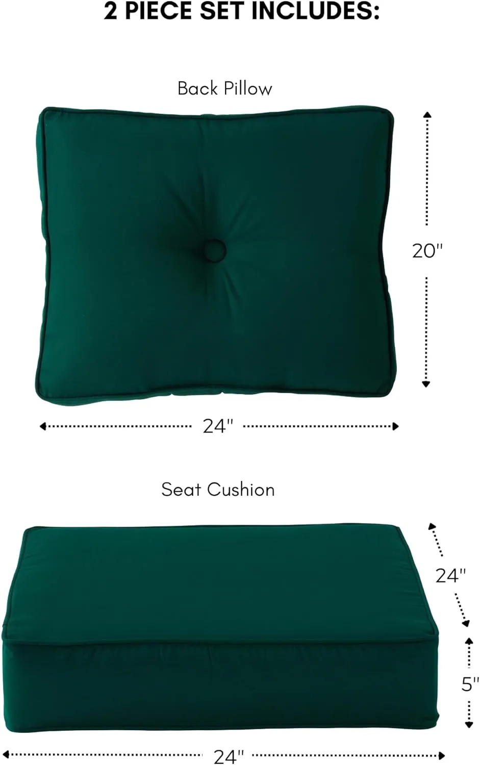 Greendale Home Fashions Outdoor Sunbrella Premium Deep Seat Cushion, 2 Piece Set, Canvas Forest