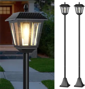 Greluna 68 Inches Solar Lamp Post Light Outdoor, Warm White, IP45 Waterproof Solar Post Lights Outdoor, Pole Lights Decorative Lamp for Yard Garden Patio Lawn Pathway Driveway Front/Back Door2 Pack,