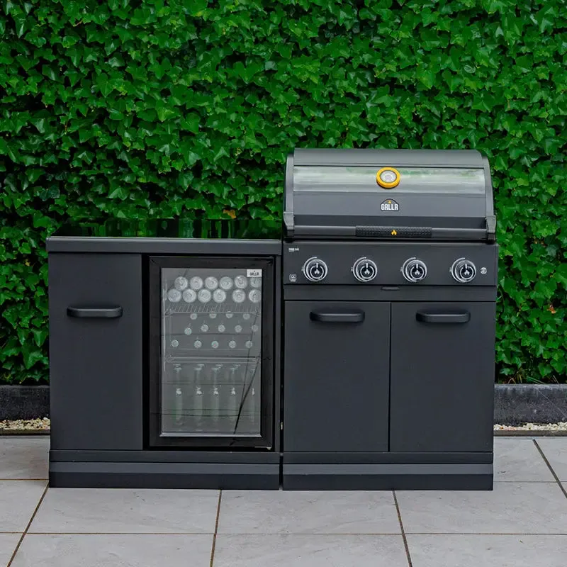 GRLLR Outdoor Kitchen 5 Burner BBQ, Fridge and kamado