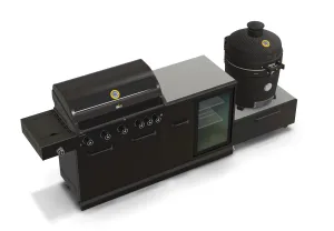 GRLLR Outdoor Kitchen 5 Burner BBQ, Fridge and kamado