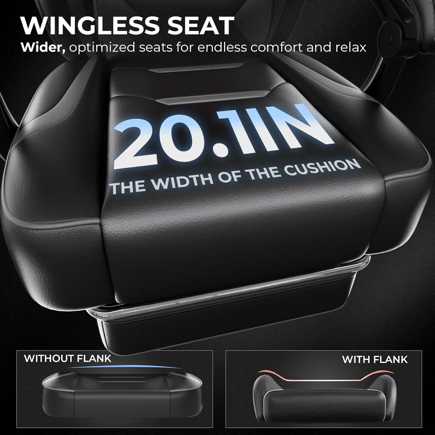 GTPLAYER Gaming Chair with Footrest, Big and Tall Computer Game Chair 350lb Racing Style, Ergonomic High Back Lumbar Support and Recliner, Moon Gray
