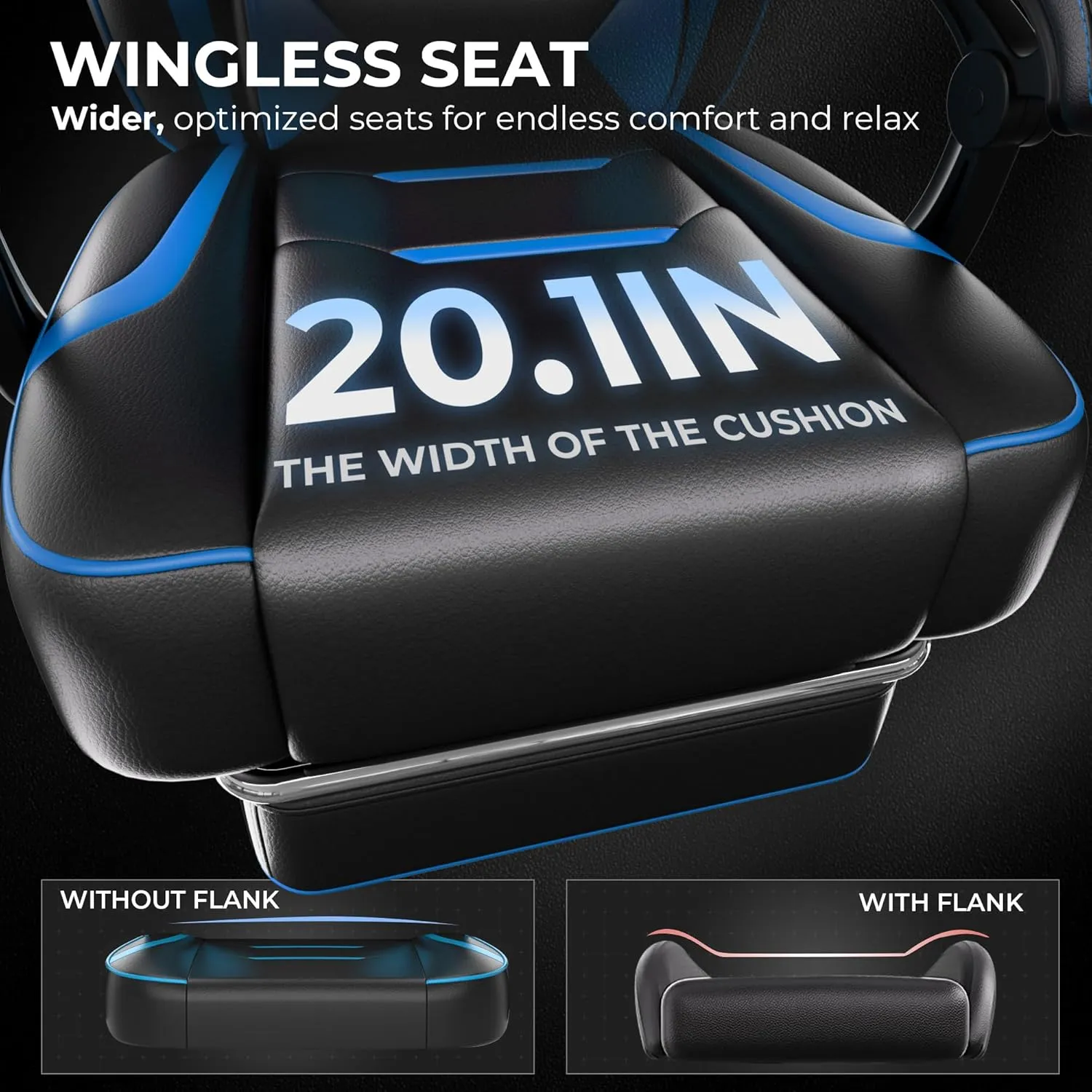 GTPLAYER Gaming Chair with Footrest, Big and Tall Game Chair 350lb Racing Style Computer Chair, Ergonomic Executive Office Chair High Back with Lumbar Support and Recliner, Blue