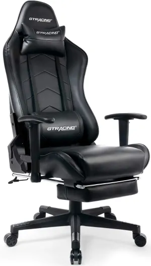 GTRACING Gaming Chair with Footrest Big and Tall Office Executive Chair Heavy Duty Adjustable Recliner with Headrest Lumbar Support Cushion Desk Chair Black