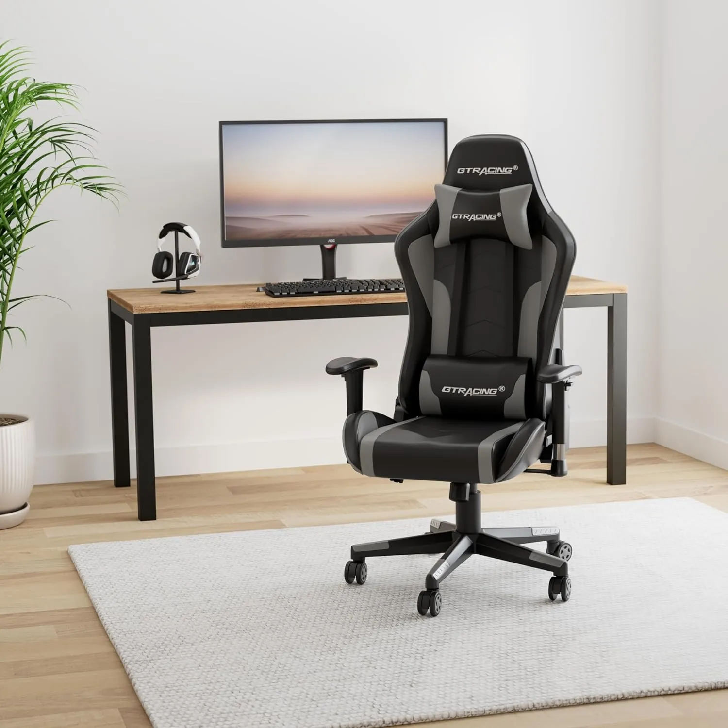 GTRACING Gaming Chair with Speakers Bluetooth Music Video Game Chair Audio Ergonomic Design Heavy Duty Office Computer Desk Chair (Grey)