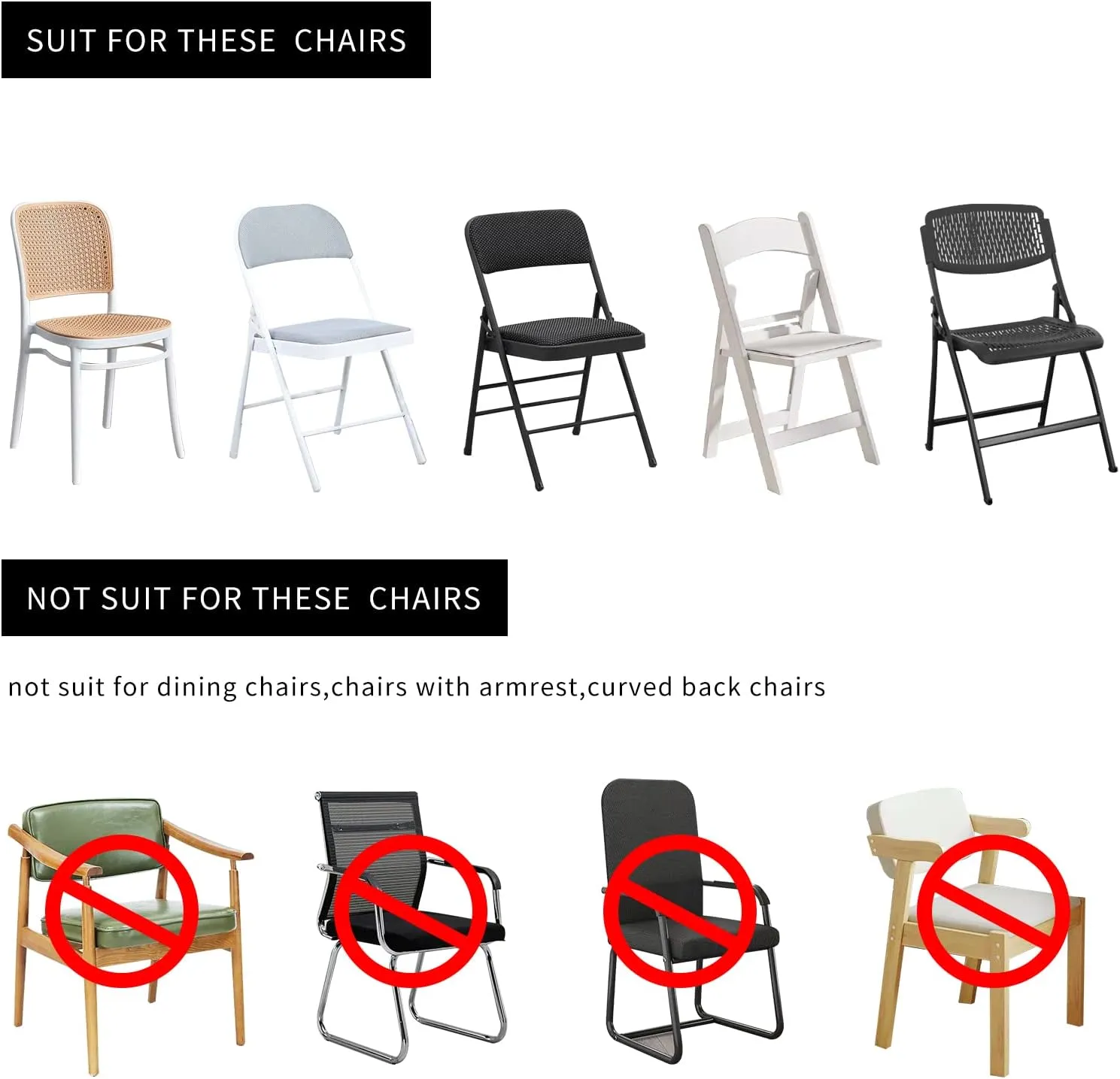 HAINARverS Folding Chair Covers for Wedding, 10pcs Stretch Spandex Washable Fabric Chair Cover, Decoration Chair Cover for Wedding, Party, Banquet, Birthday, Conference, Event(White, 10 PCS)
