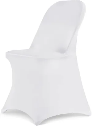 HAINARverS Folding Chair Covers for Wedding, 10pcs Stretch Spandex Washable Fabric Chair Cover, Decoration Chair Cover for Wedding, Party, Banquet, Birthday, Conference, Event(White, 10 PCS)