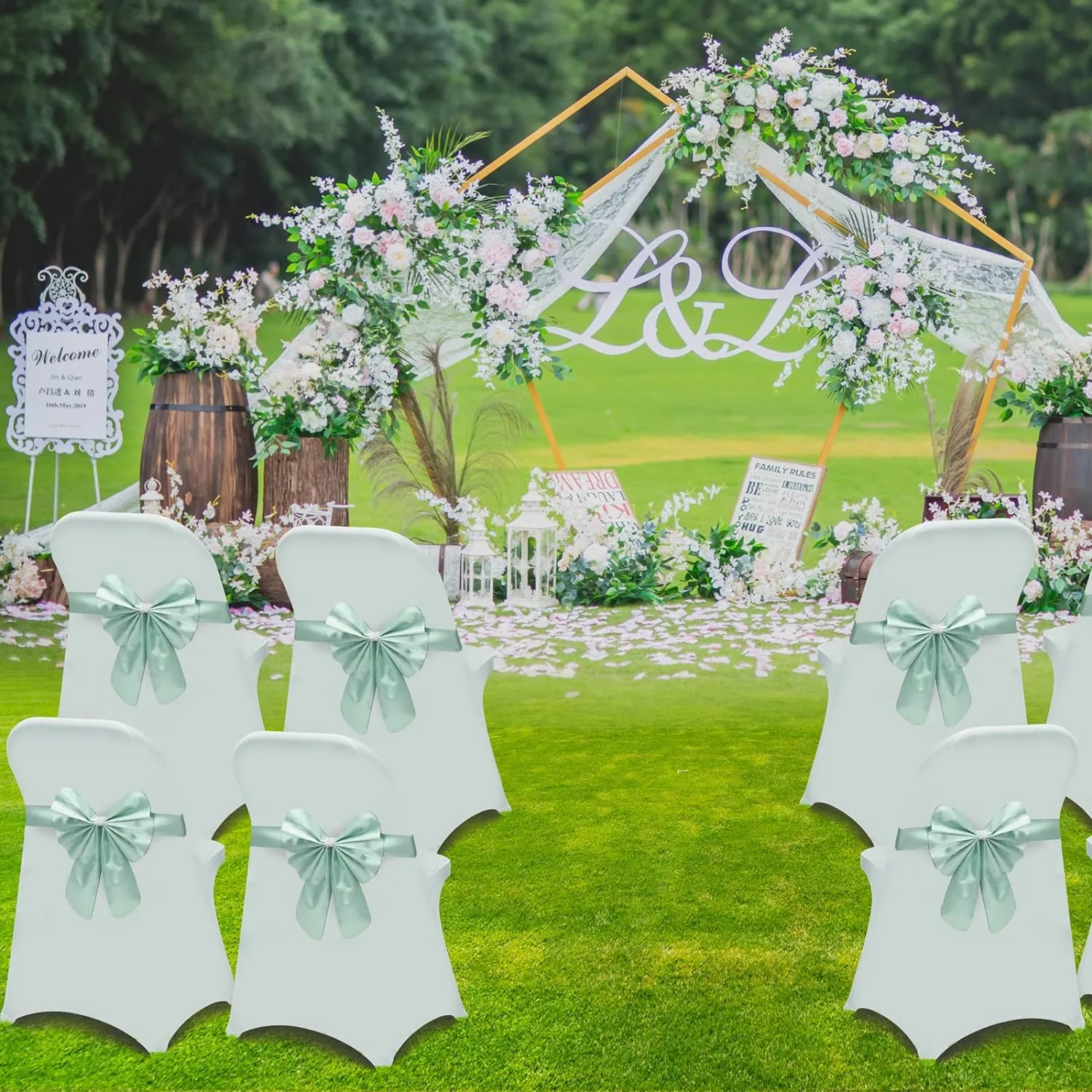 HAINARverS Folding Chair Covers for Wedding, 10pcs Stretch Spandex Washable Fabric Chair Cover, Decoration Chair Cover for Wedding, Party, Banquet, Birthday, Conference, Event(White, 10 PCS)