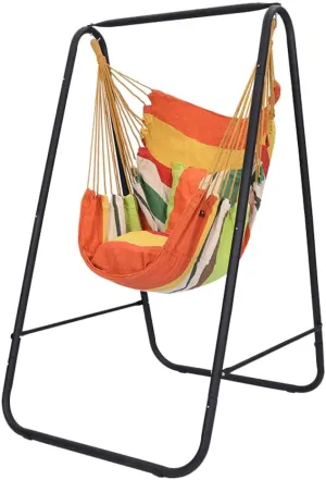 Hammock Chair with Stand - Heavy-Duty, Max 450 Lbs Swing Stand for Indoor/Outdoor Patio Yard (Orange)