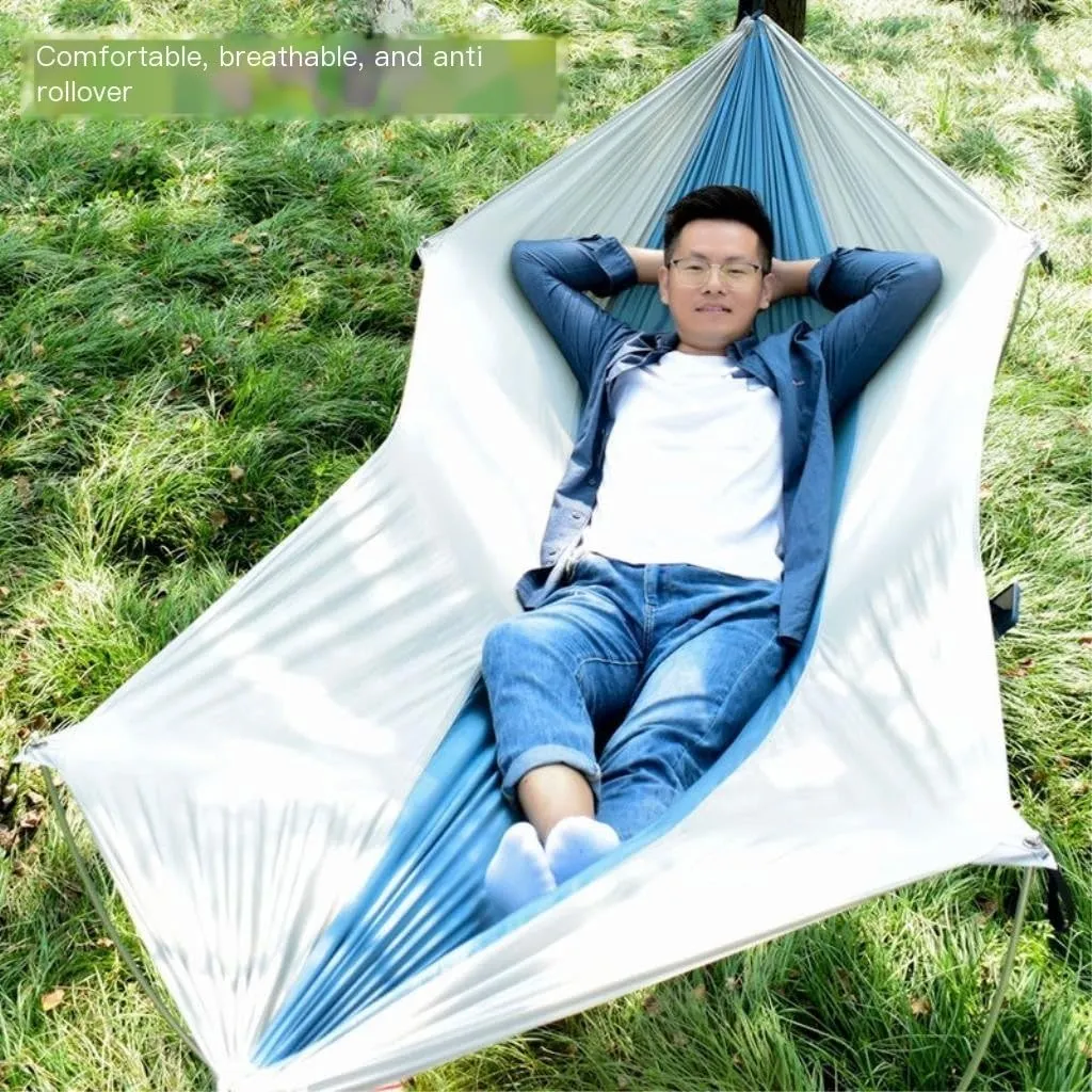 Hammocks Anti-Rollover Pole Hammock Outdoor Camping Single Double Enlarged Thickened Parachute Cloth Camping Hammock Camping Hammocks(Orange,A)