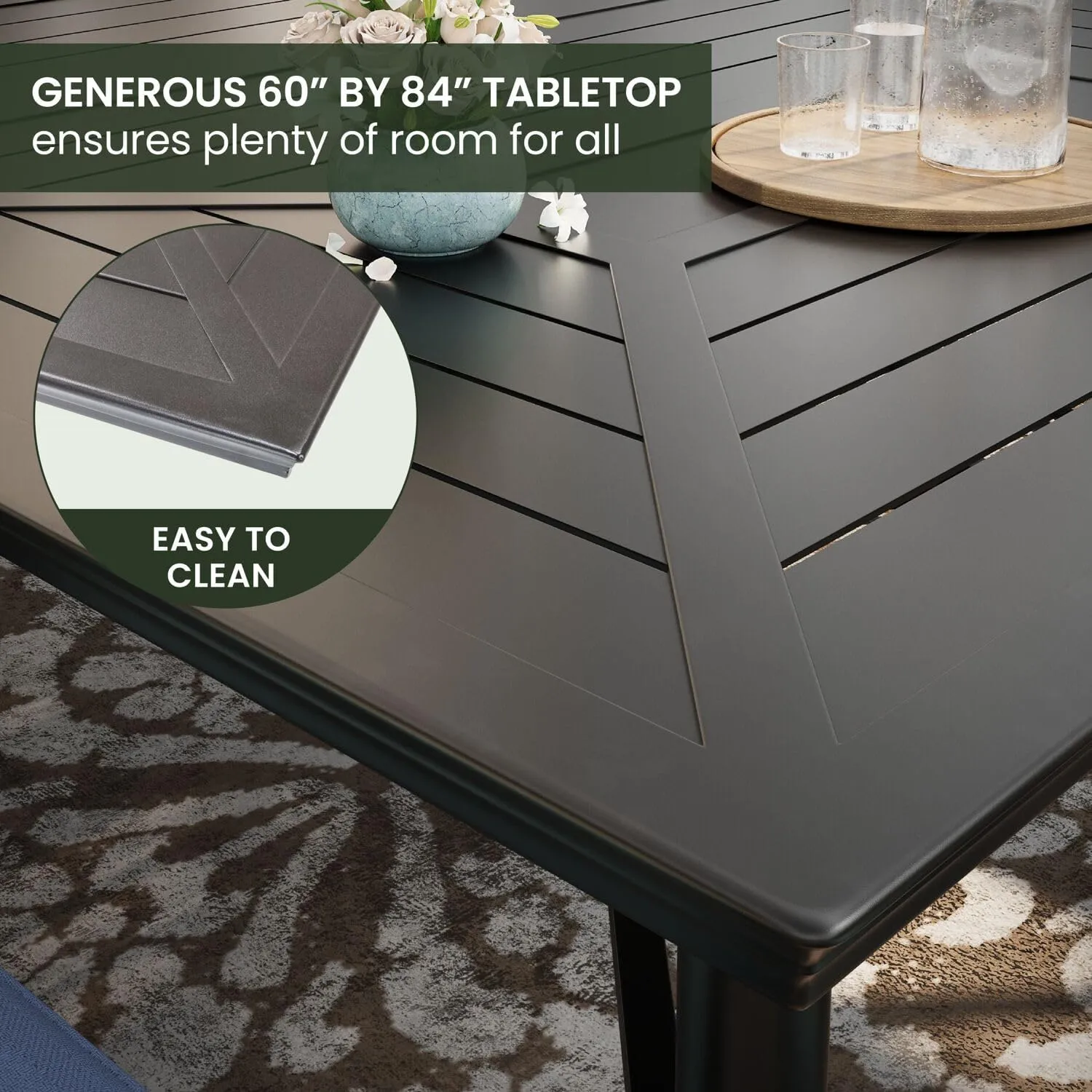 Hanover Montclair 11-Piece Patio Dining Set with 10 Swivel Rocker Chairs, Accent Lumbar Pillows and 84"x60" Steel Stamped Rectangular Table, Large Outdoor Patio Dining Set for 10, Navy Blue