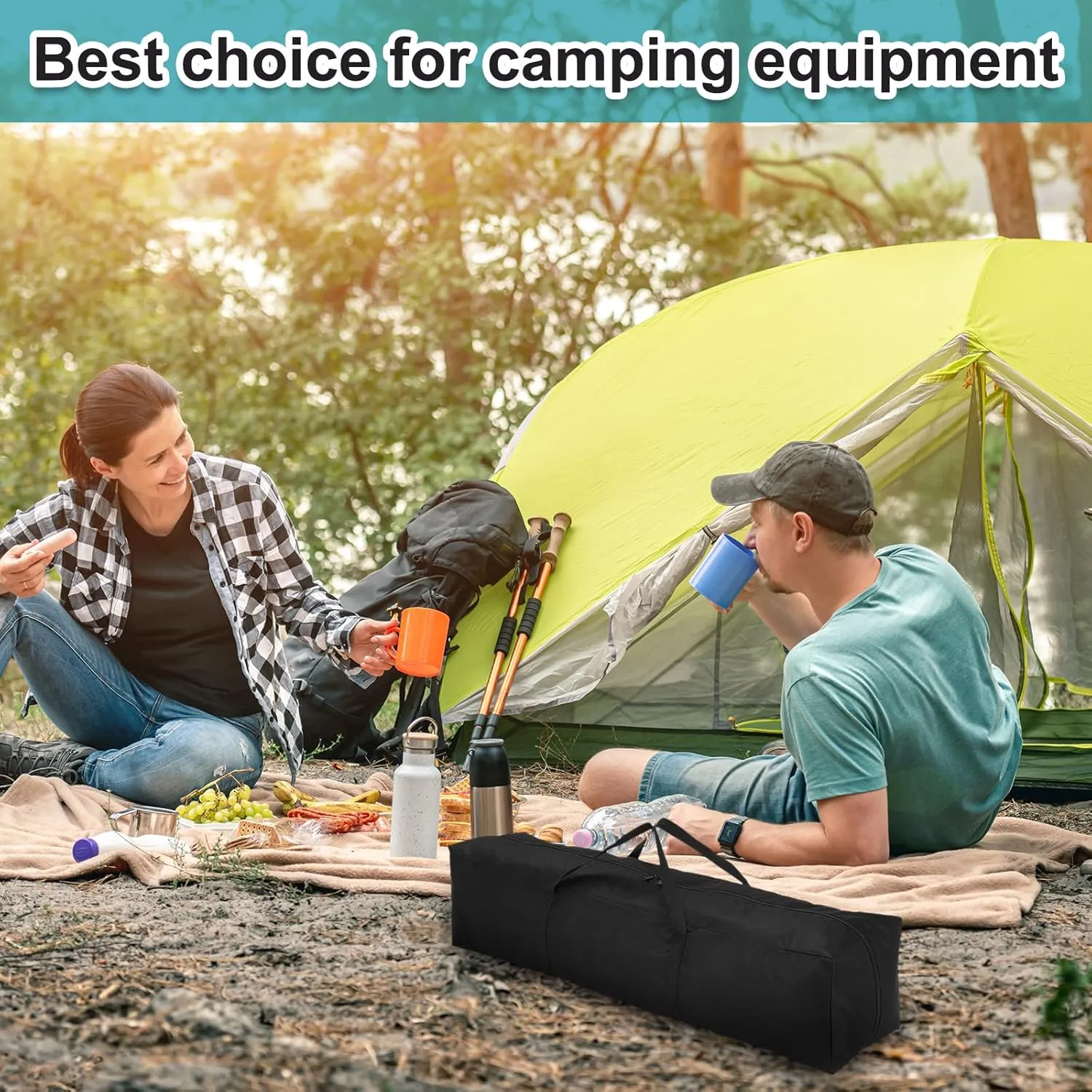 HARFINGTON 2pcs Camping Chair Replacement Bag 31.5" x 3.5" Folding Chair Carry Bags Oxford Cloth Storage Tent Bagging with Handle Strap for Travel Outdoor Camping Sports, Black