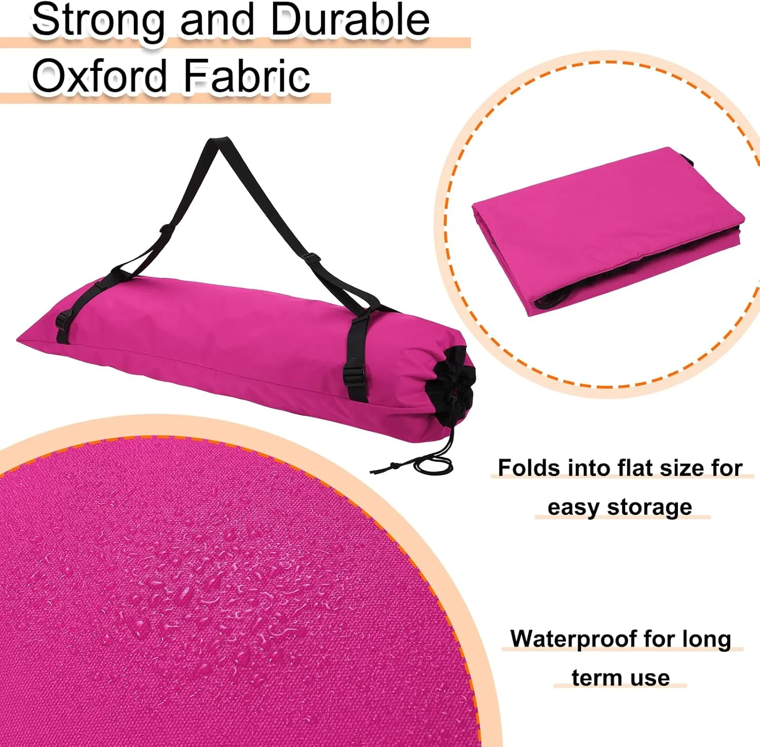 HARFINGTON Camping Chair Replacement Bag 48" Folding Chair Carry Bag Oxford Cloth Storage Tent Bag with Shoulder Strap for Travel Outdoor Camping Sports, Rose Red