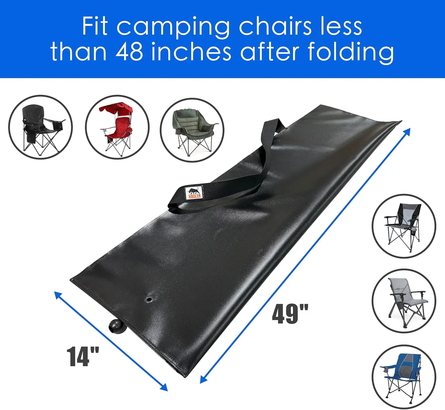 Hauler Never Rip - Replacement Camping Chair Bag - 22oz Heavy-Duty Vinyl (Black)
