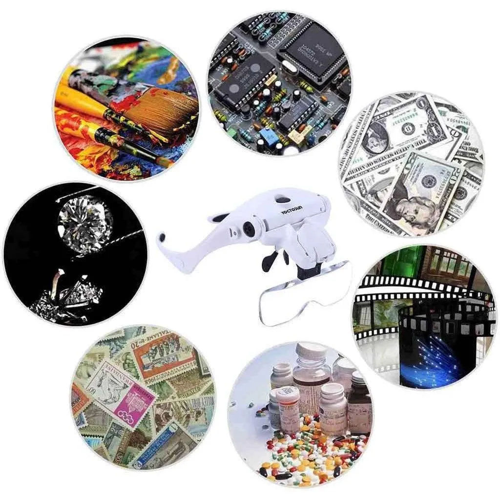 Head Mounted Magnifying Glasses With LED Lights - Rechargeable