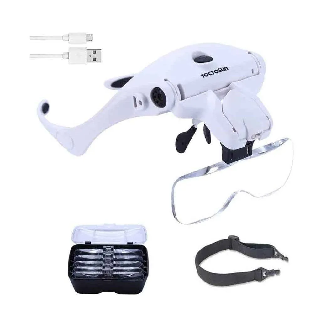 Head Mounted Magnifying Glasses With LED Lights - Rechargeable