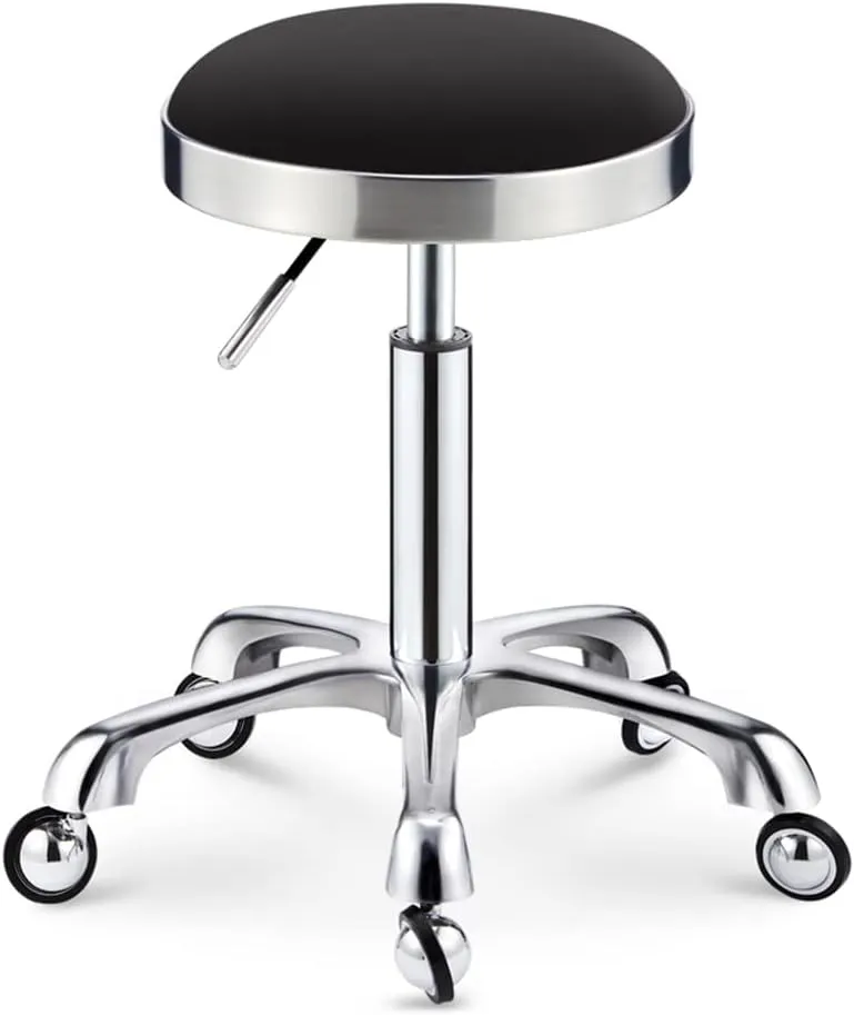 Heavy Duty Adjustable Height Work Shop Stool, Load-Bearing 440 Ib Round Rolling Stool Swivel Salon Hairdressing Makeup Stool with Wheels That are Not Easy to Wrap Ha Blac,Green (Black)